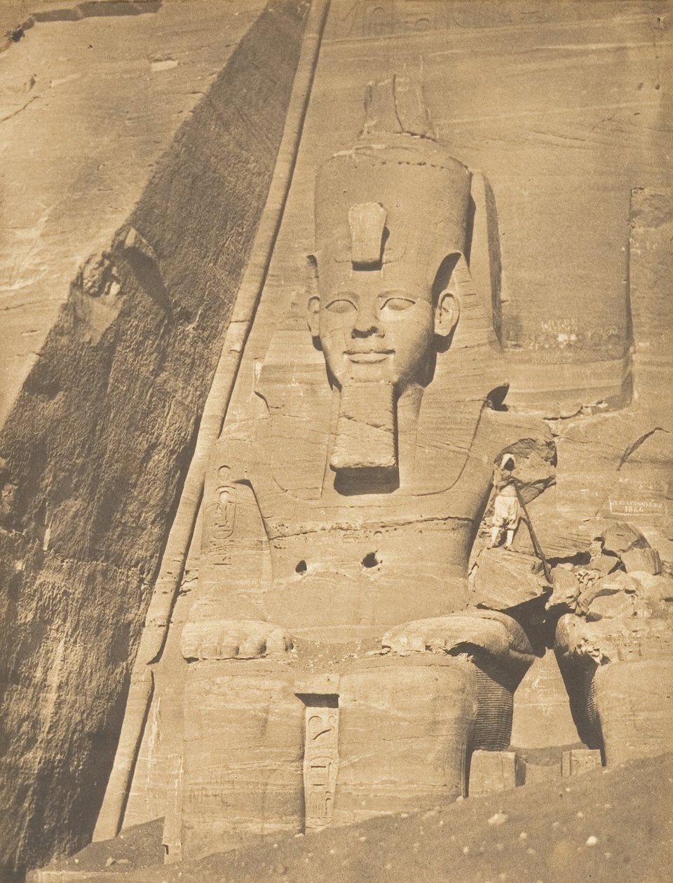 Östlicher Koloss des Speos von Phré, in Abousembil Porträt von Ramses dem Großen, März 1850 von Maxime Du Camp
