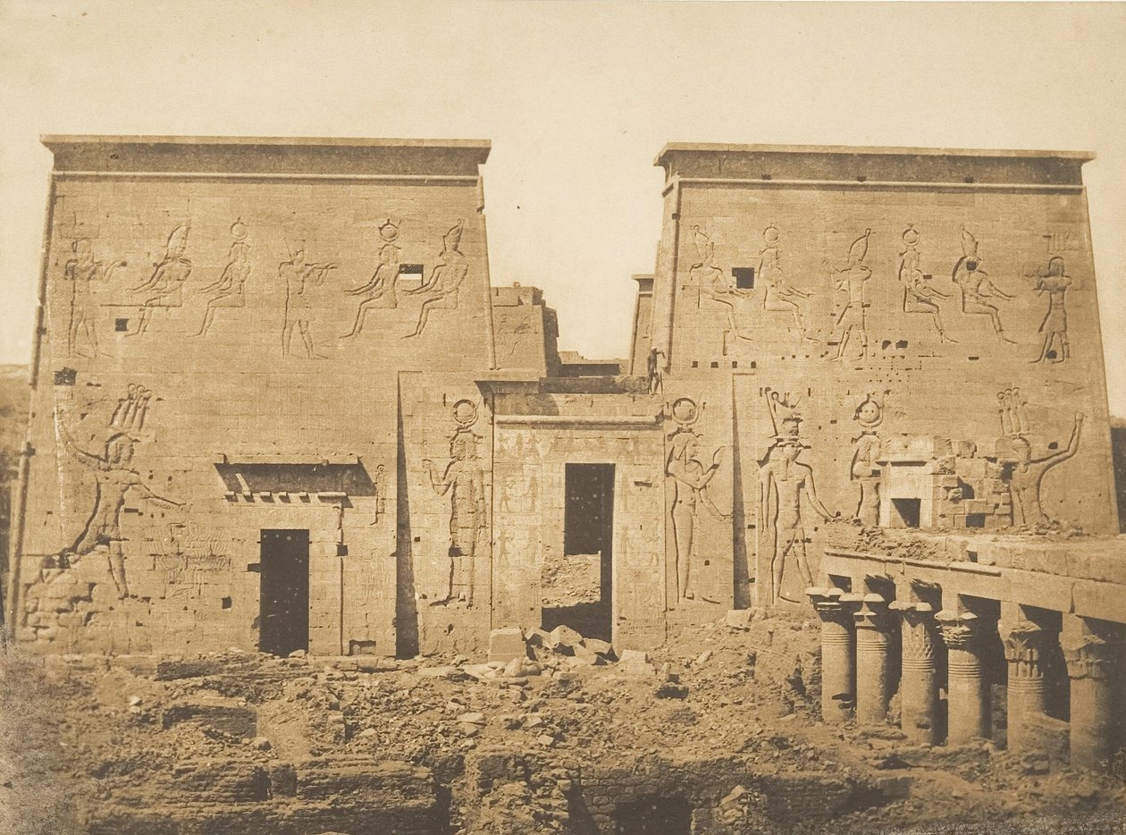 Dromos und Pylonen des großen Tempels der Isis, in Philae, 13. April 1850 von Maxime Du Camp
