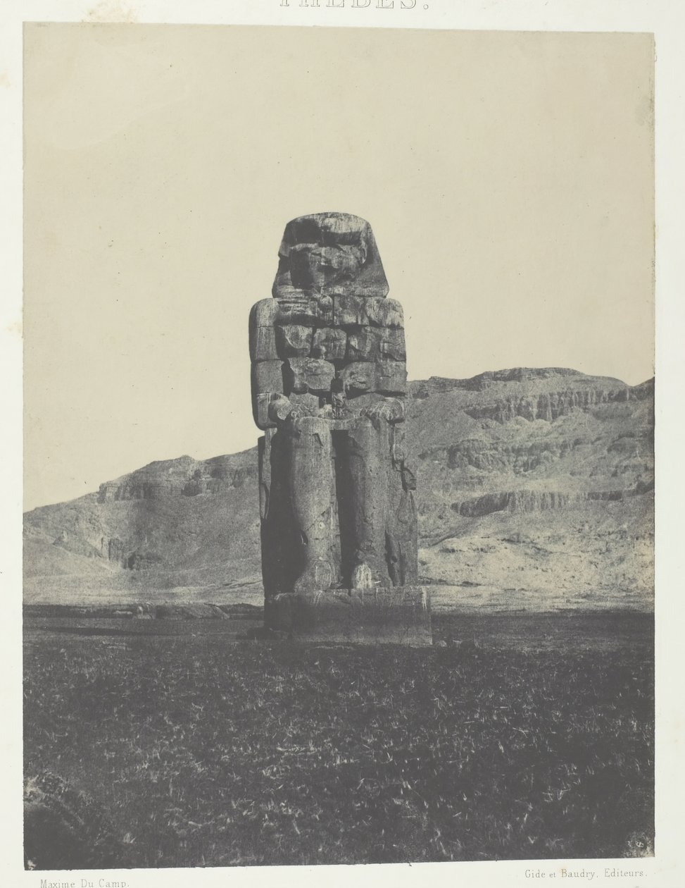 Gournah, Statue de Memnon, Theben, 1849-51, gedruckt 1852 von Maxime Du Camp