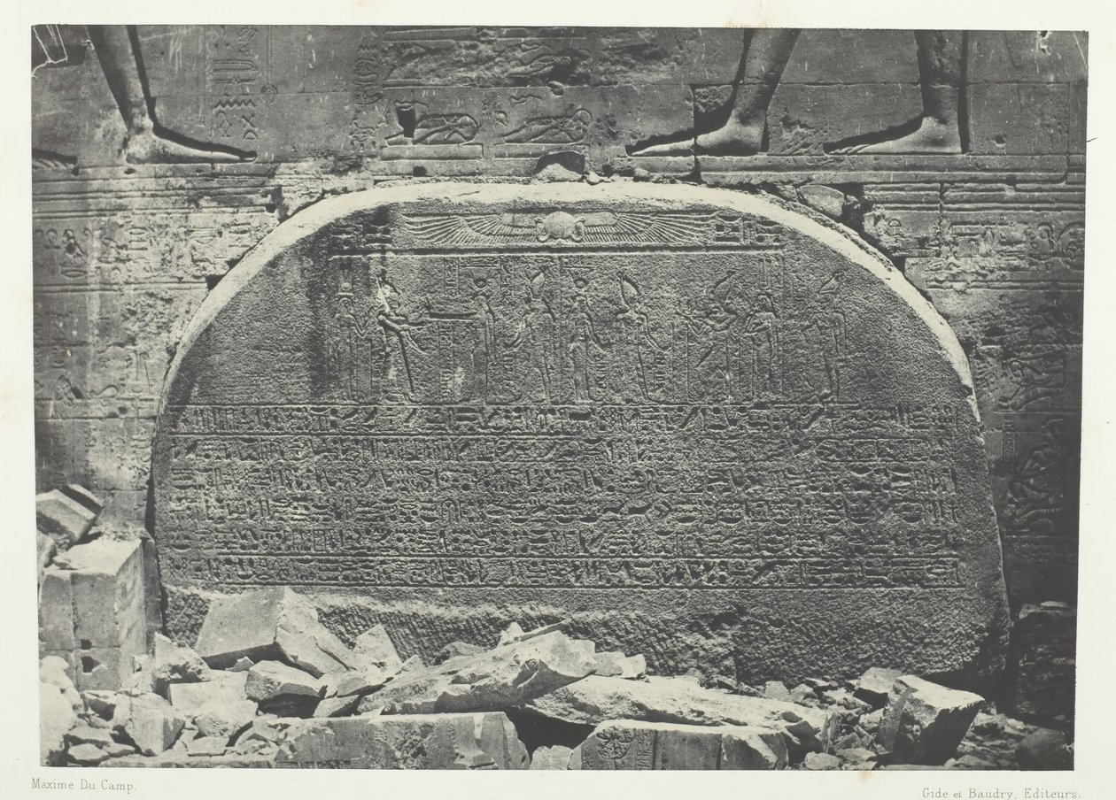 Großer Tempel der Isis in Philae, Proscynéma Akt der Anbetung, Nubien, 1849-51, gedruckt 1852 von Maxime Du Camp