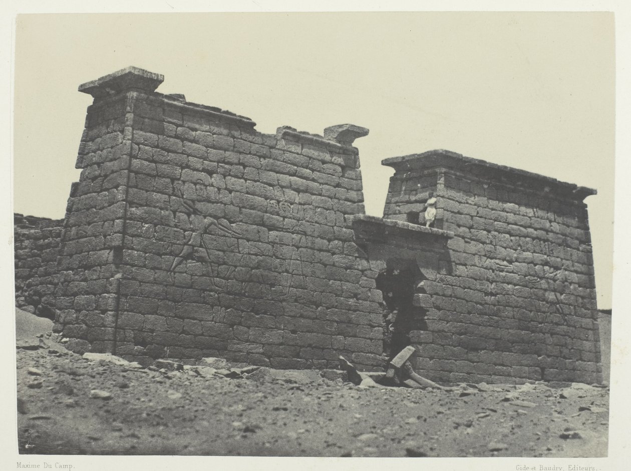 Hémi-Spéos De Séboua, Pylônes; Nubien, Tafel 98 aus dem Album "Egypte, Nubie, Palestine et Syrie" (1852) von Maxime Du Camp