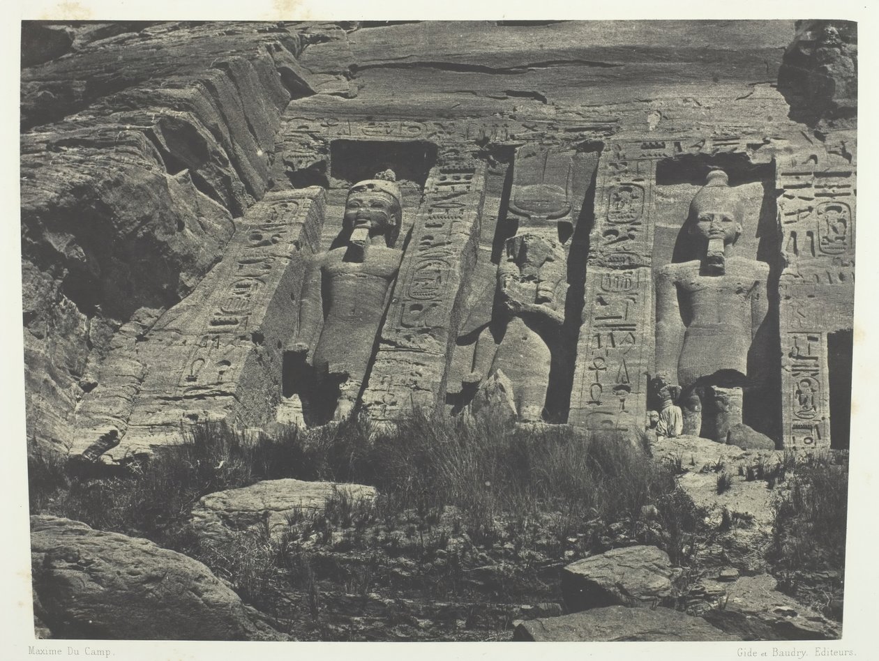 Ibsamboul, südlicher Teil des Hathor-Tempels, Nubien, 1849-51, gedruckt 1852 von Maxime Du Camp
