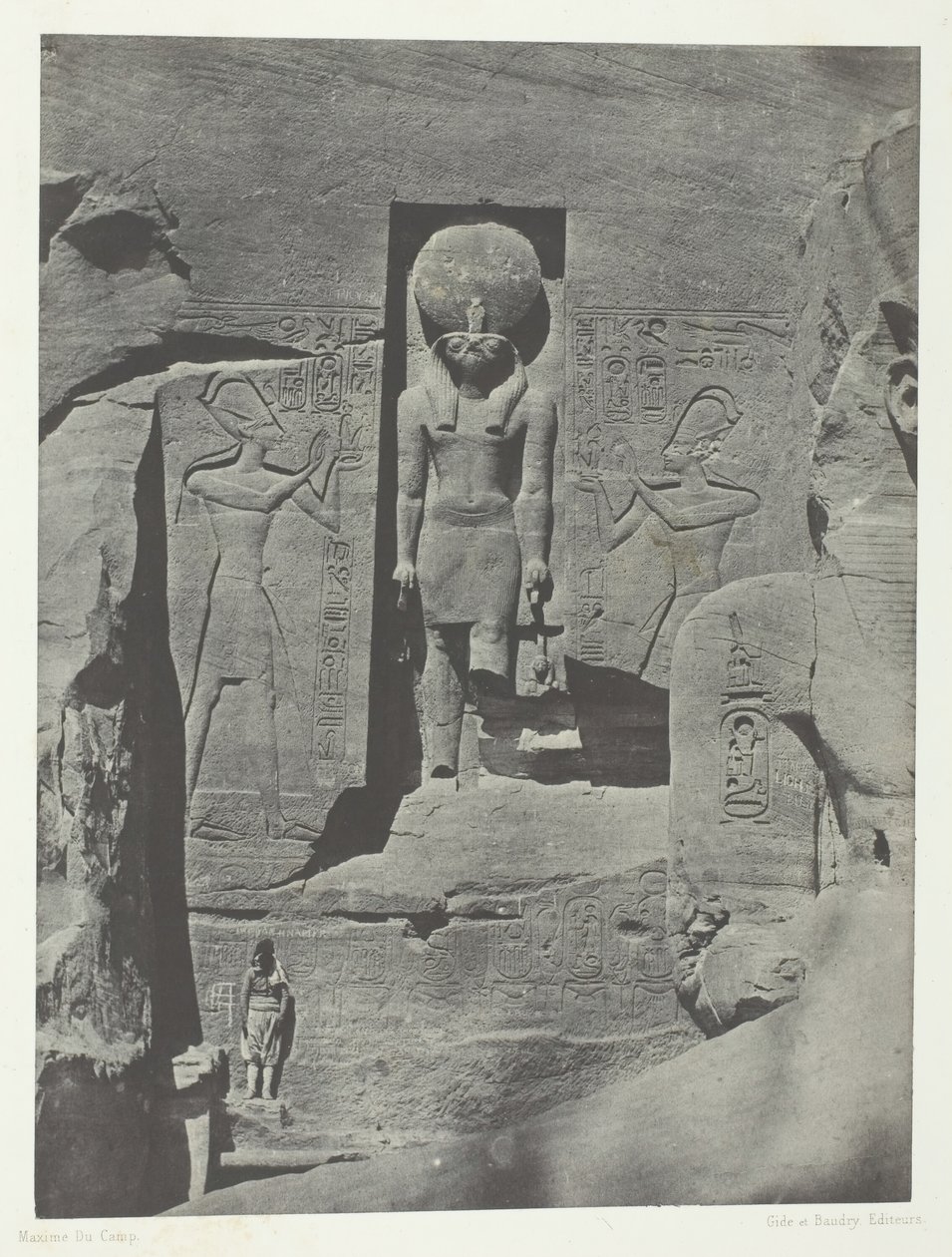 Ibsamboul, Skulpturen des Eingangs des Späos von Phrè, Nubien, 1849-51, gedruckt 1852 von Maxime Du Camp