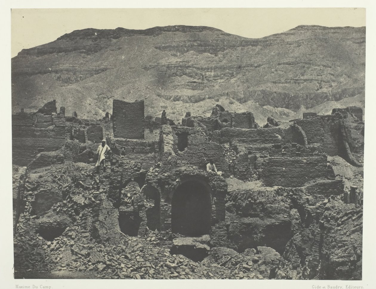 Médinet-Habou, Ruinen der Stadt Papa, Theben, 1849-51, gedruckt 1852 von Maxime Du Camp