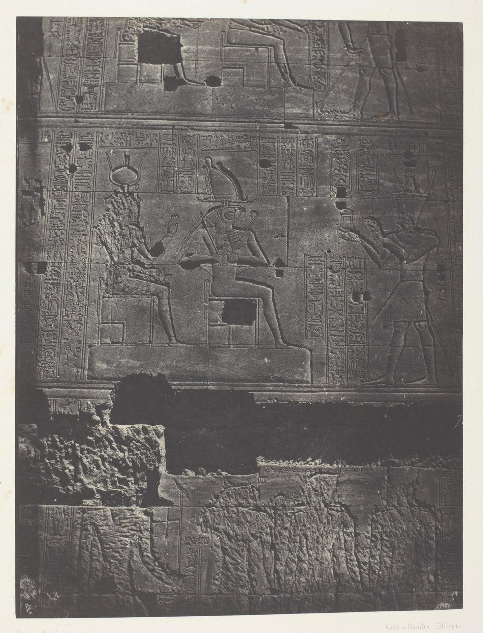 Westliche Mauer, Großer Tempel der Isis in Philae; Nubien, Tafel 78 aus dem Album "Ägypten, Nubien, Palästina und Syrien" (1852) von Maxime Du Camp