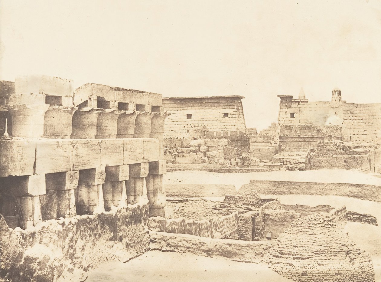 Palast und Dorf von Luxor, von Süden gesehen, Theben, 1849-50 von Maxime Du Camp