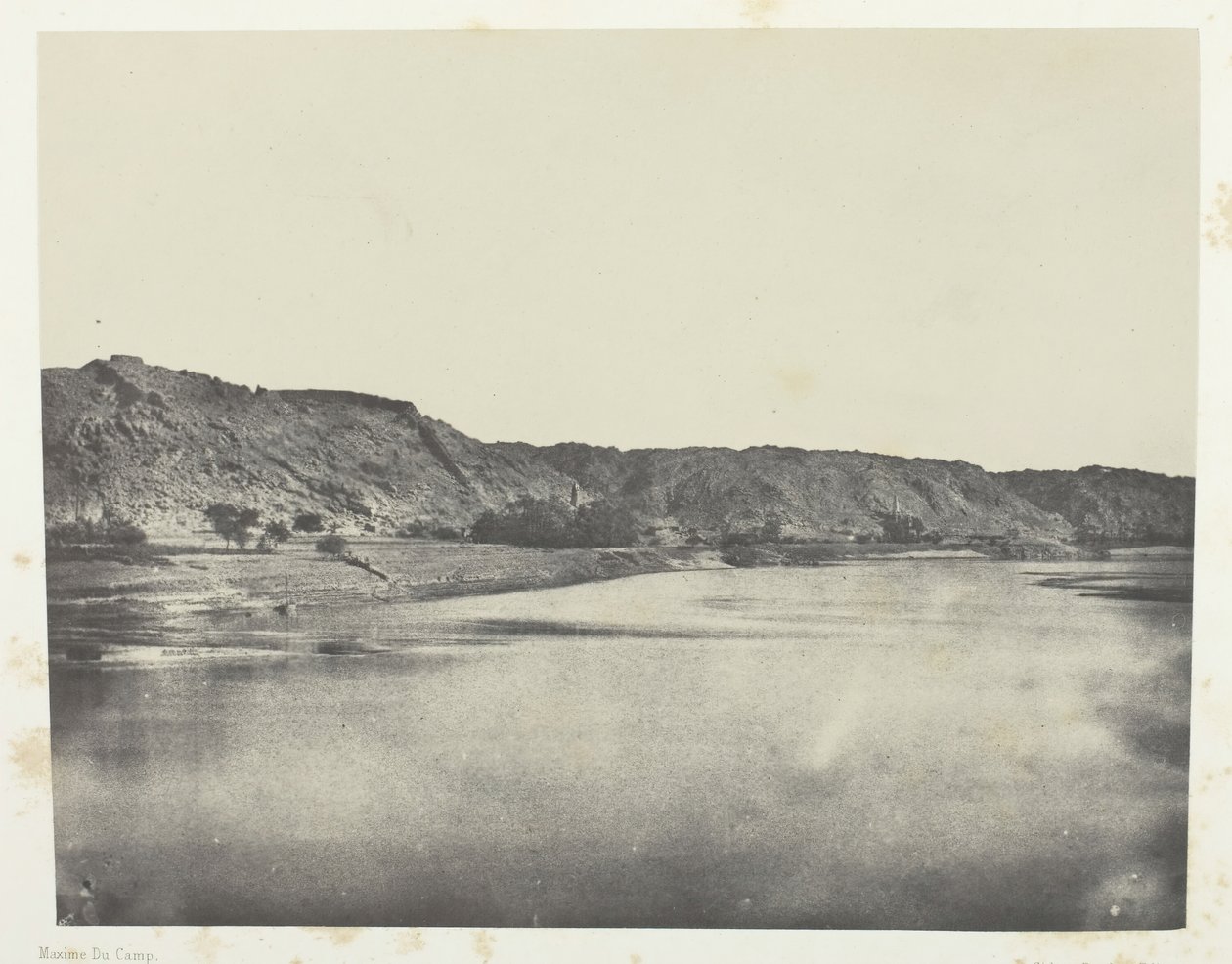 Ostufer des Nils, Dorf Bab, Blick nach Süden Philä, Nubien, 1849-51, gedruckt 1852 von Maxime Du Camp