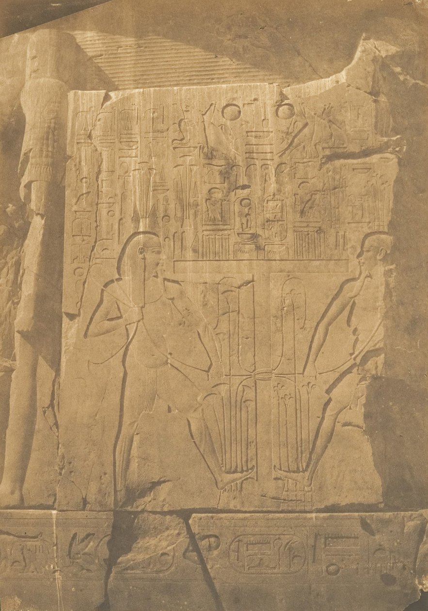 Belagerung des monolithischen Kolosses von Amenophis III in Theben, Details der Skulpturen, 1849-50 von Maxime Du Camp