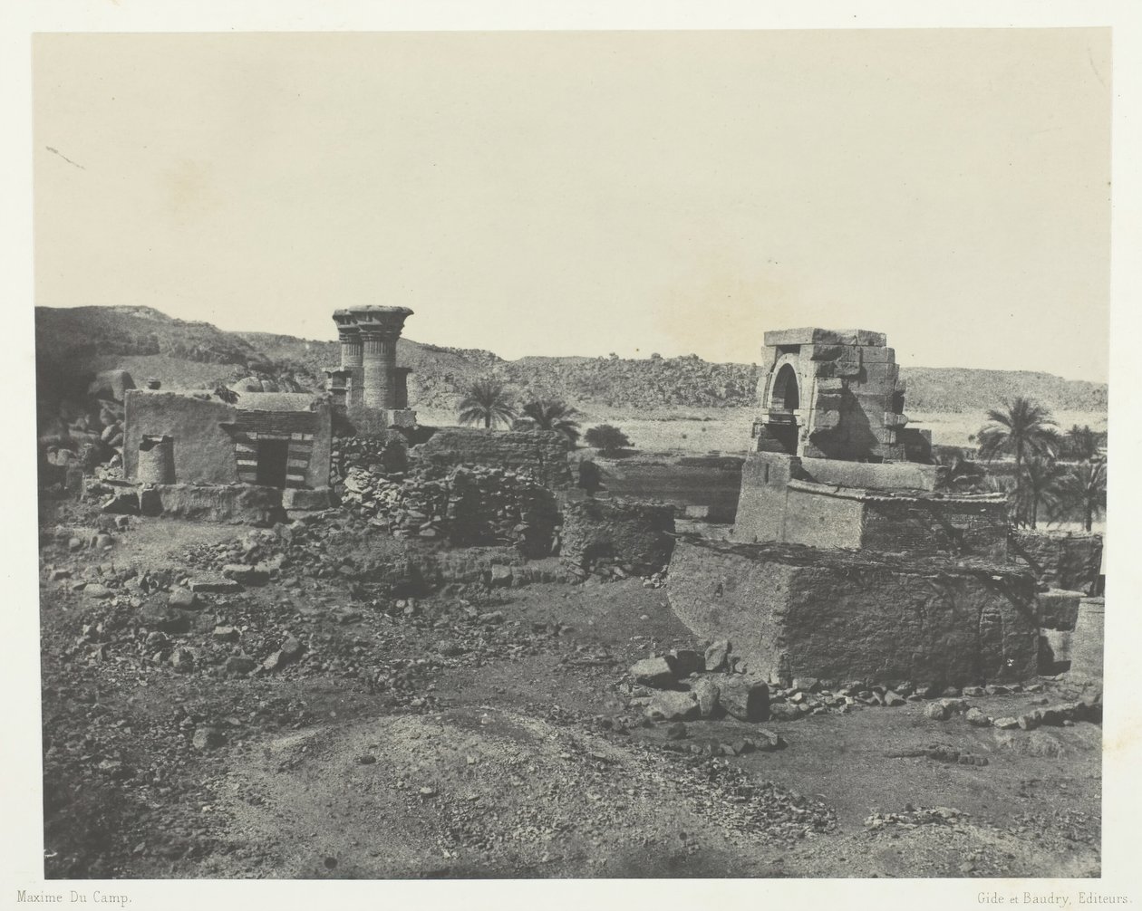 Dorf und Tempel der Insel Béghé, westlich von Philä, Nubien von Maxime Du Camp
