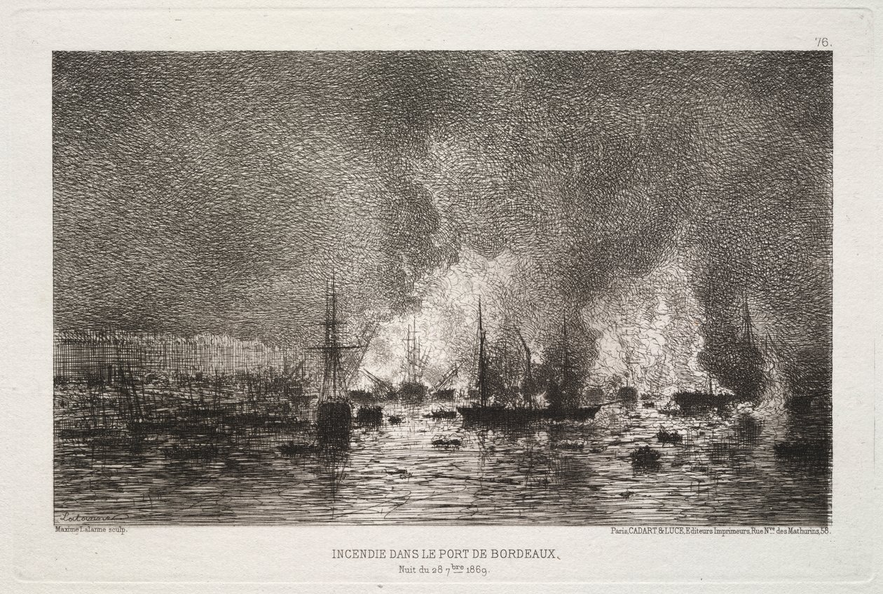 Brand im Hafen von Bordeaux von Maxime Lalanne