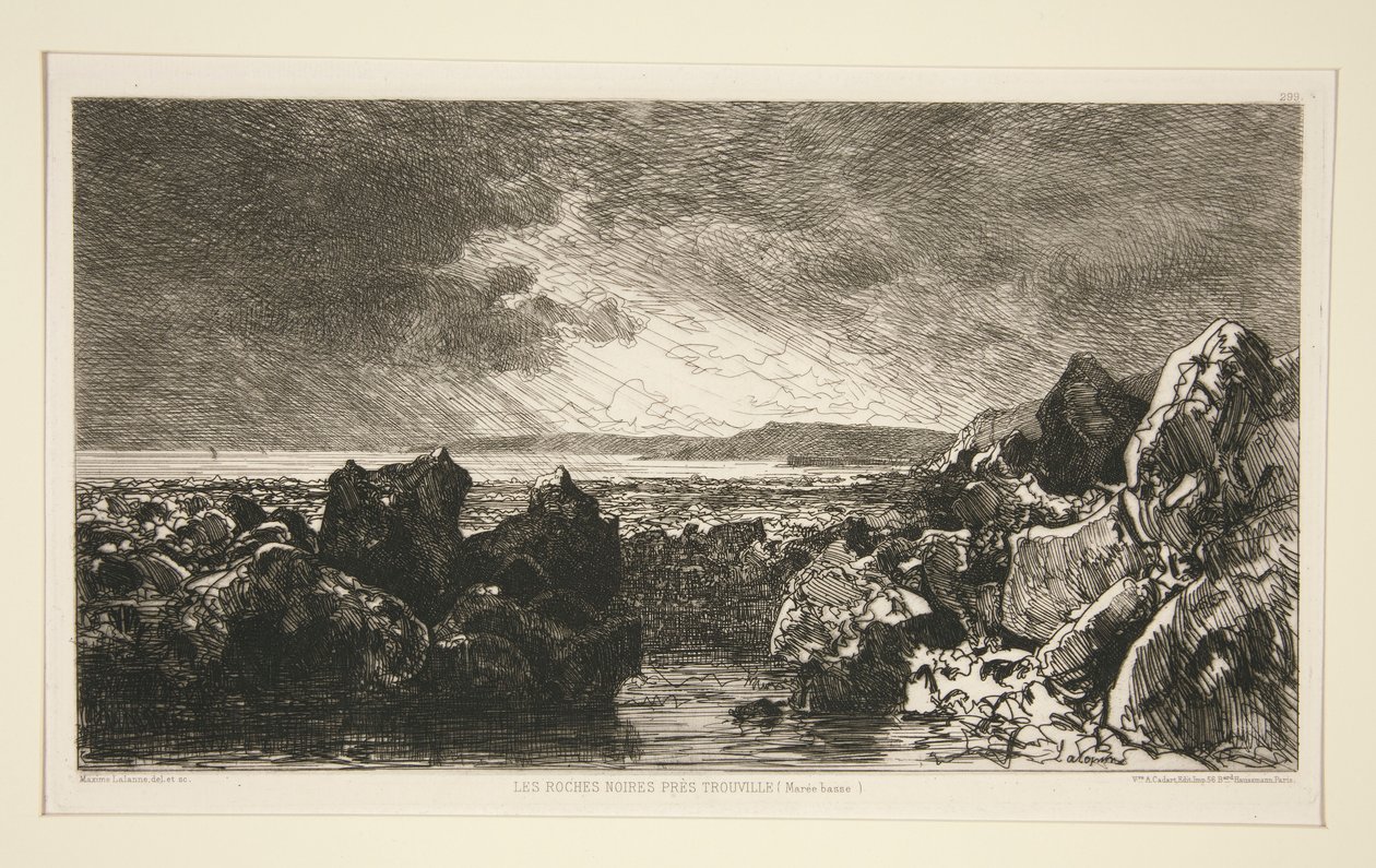 Die schwarzen Felsen bei Trouville (Ebbe) von Maxime Lalanne