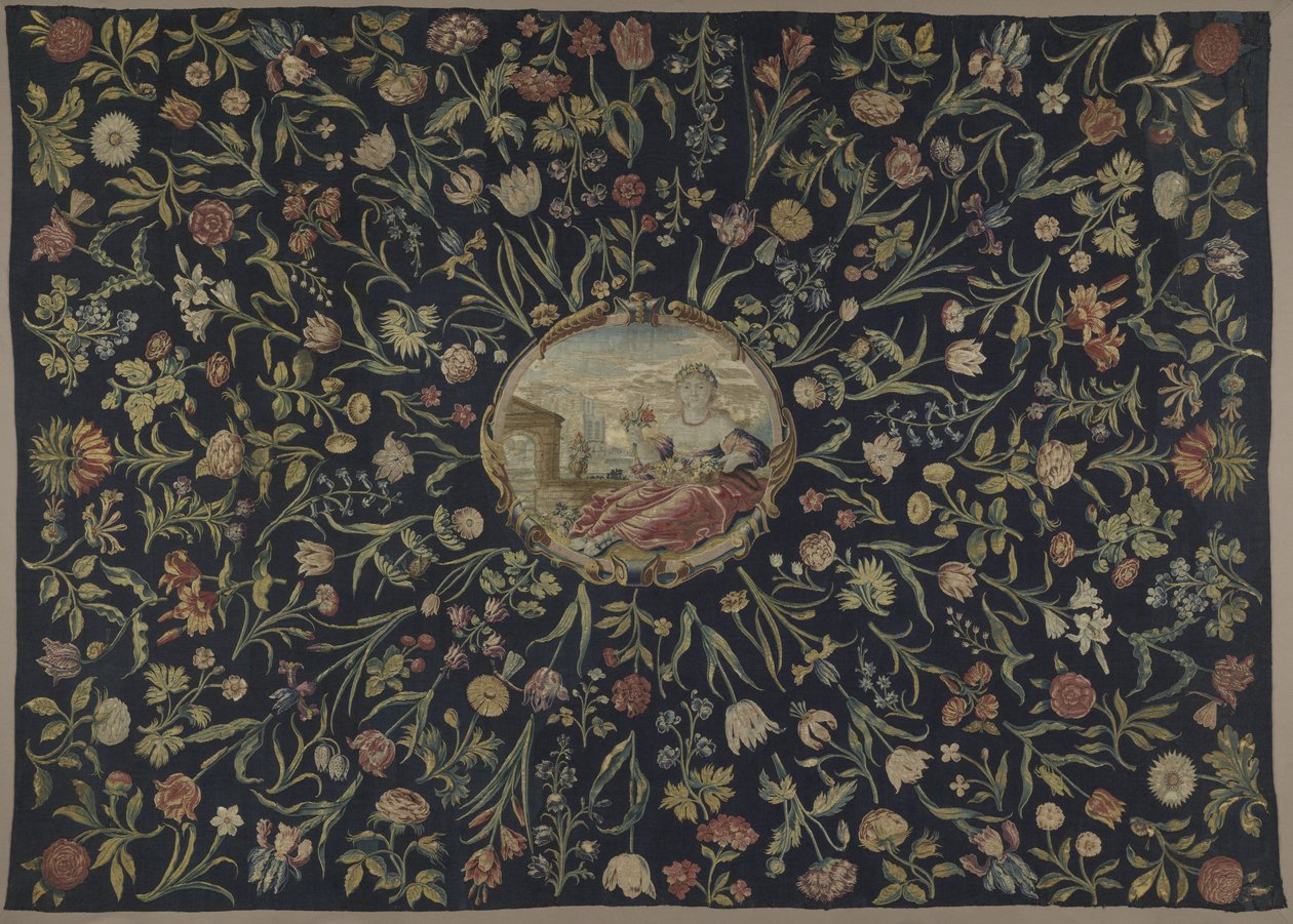 Tischdecke mit der Personifikation von Flora und einem Blumenmuster von Maximiliaan van der Gucht (possibly)