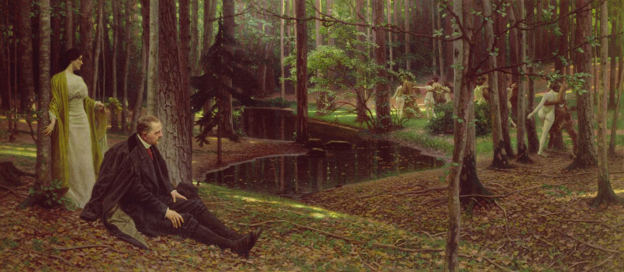 Der Maler Friedrich König (1847-1941) und Ida Kubelweiser im Wald, ca. 1910 von Maximilian Lenz