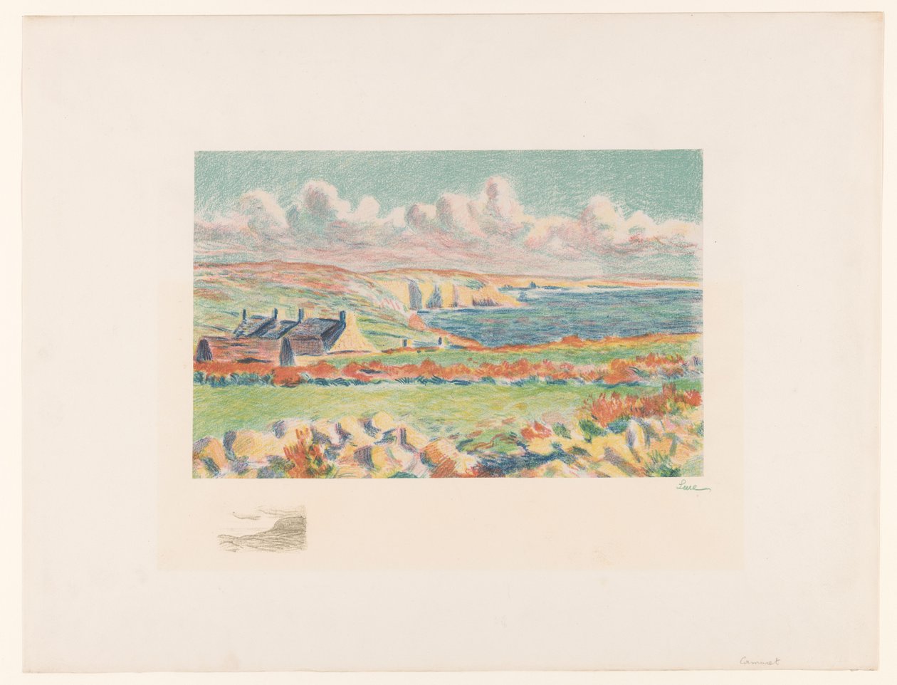 Küstenlandschaft mit Häusern von Maximilien Luce (signed by artist)