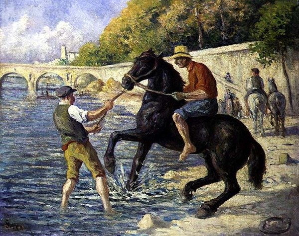 Die Pferde baden, ca. 1910 von Maximilien Luce