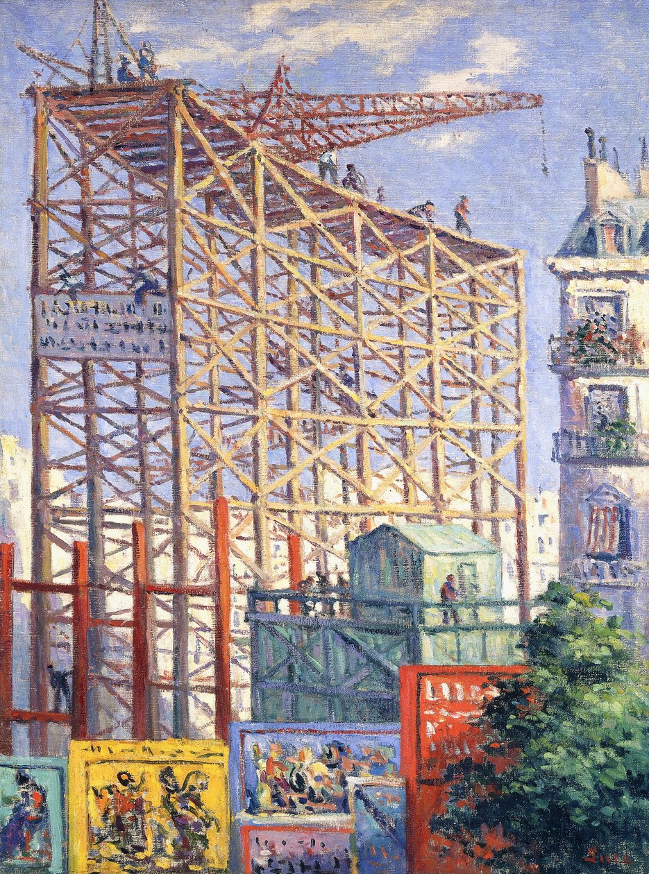 Gerüst und Plakate, ca. 1912 von Maximilien Luce