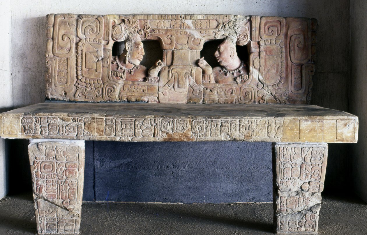 Thron 1 aus Piedras Negras, Usamacinta, Guatemala, Spätklassische Periode (600-900) von Mayan