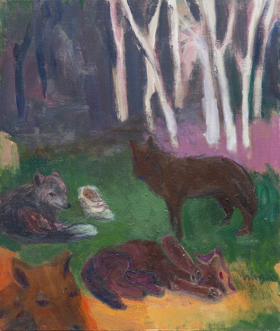 Ein neugeborenes Baby umgeben von Wölfen, 2016 von Megan Williamson