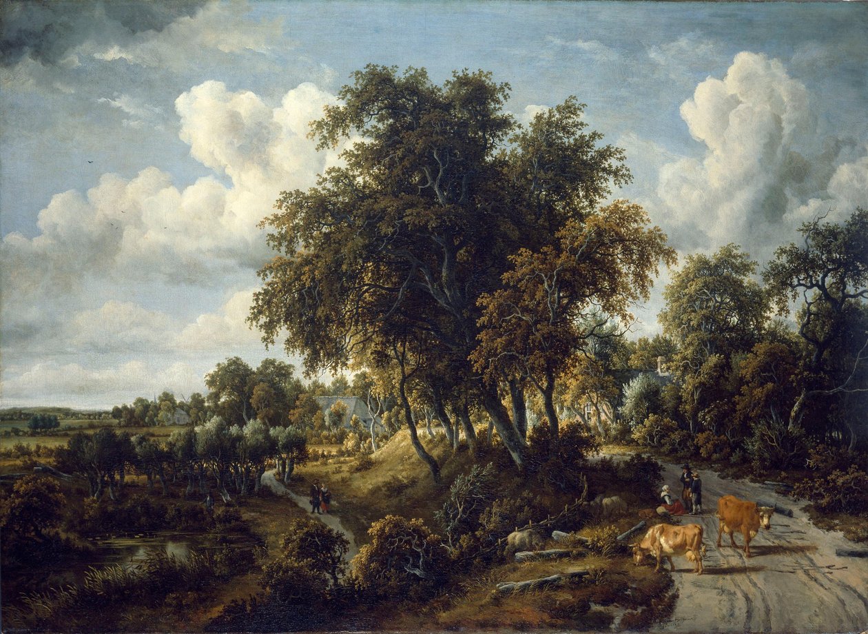 Waldlandschaft: Der Weg auf dem Deich von Meindert Hobbema