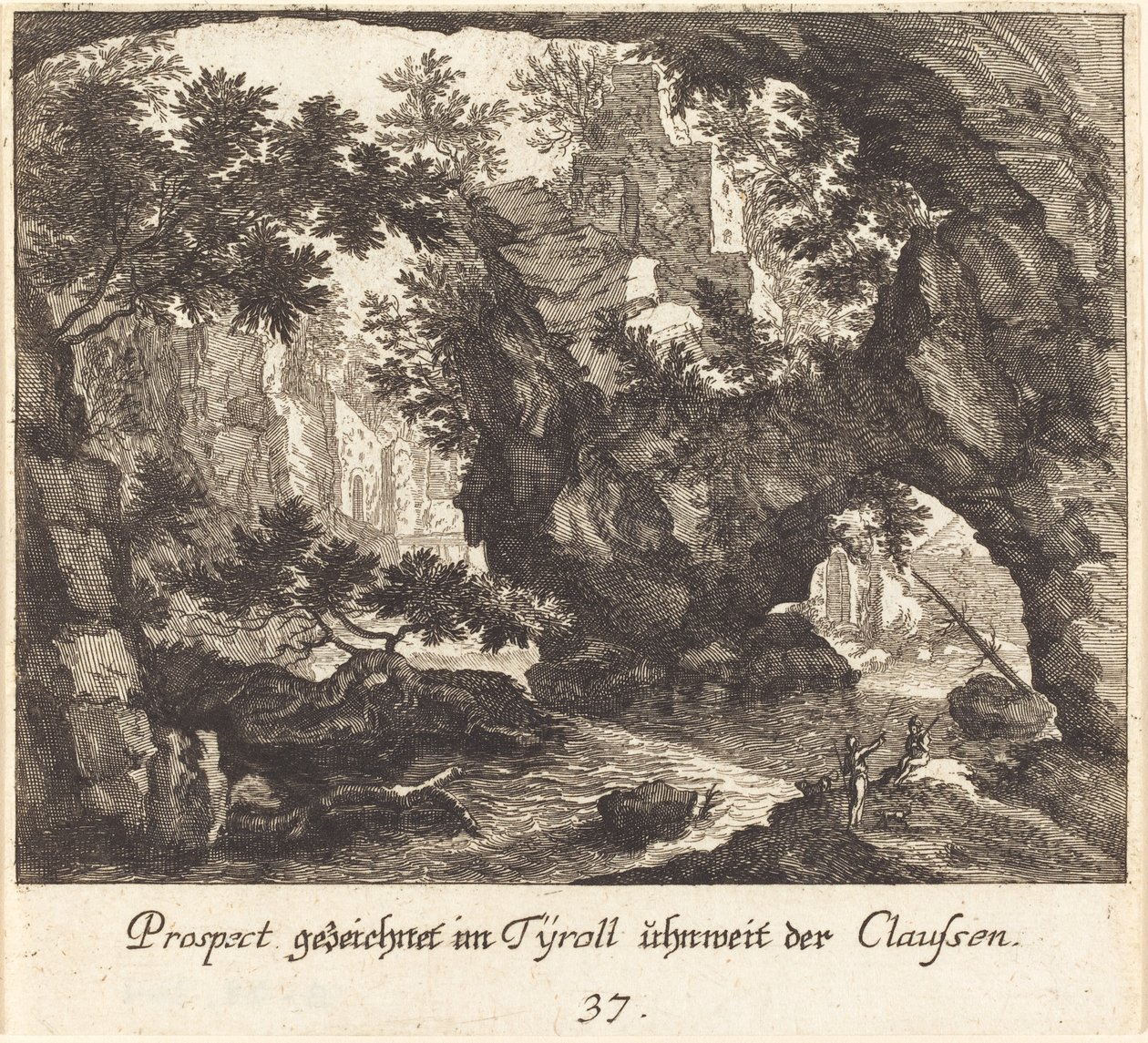 Tiroler Landschaft von Melchior Küsel after Johann Wilhelm Baur