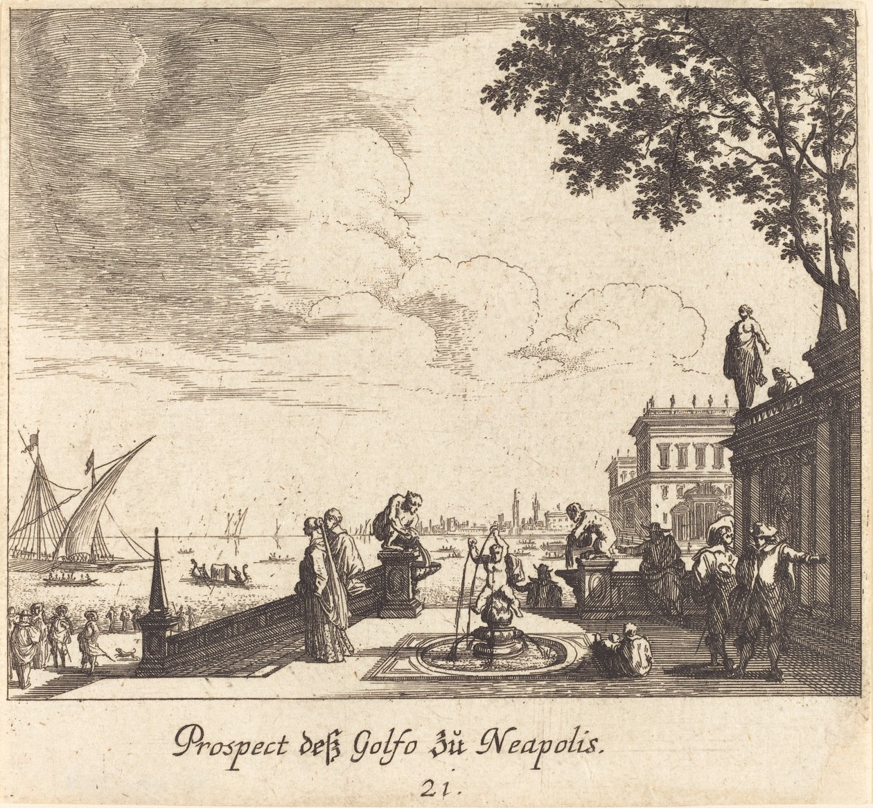 Blick auf den Golf von Neapel von Melchior Küsel after Johann Wilhelm Baur
