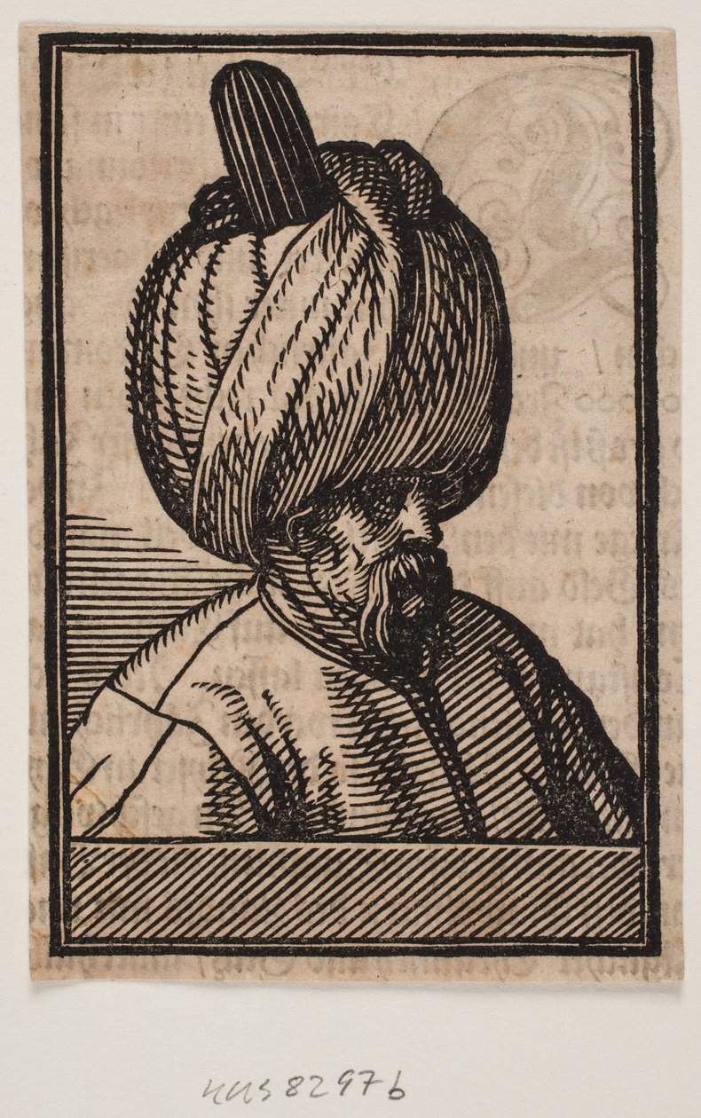 Büste eines bärtigen Mannes mit Turban, 3/4 Profil nach rechts von Melchior Lorck