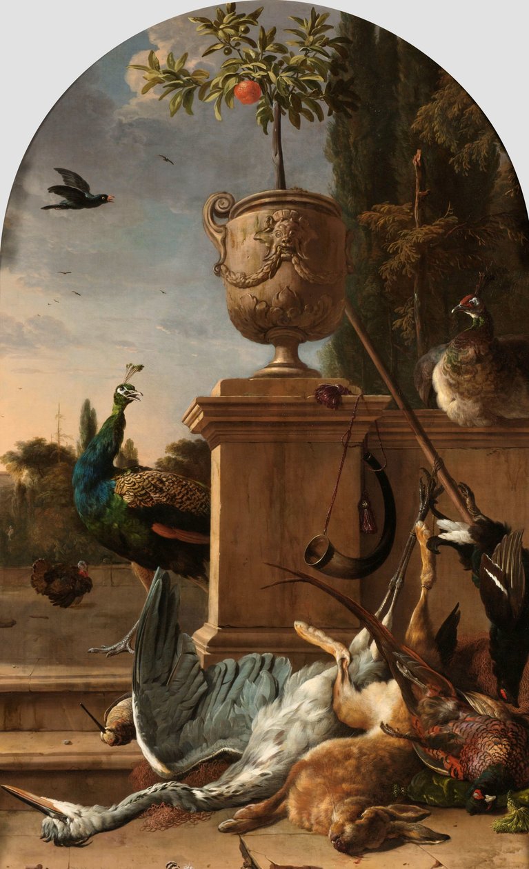 Jägerbeutel auf einer Terrasse von Melchior d