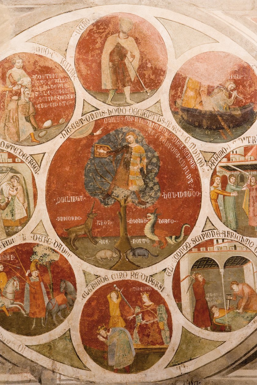Rad von Barlaam; Rad von Aristoteles mit den Kardinaltugenden; das Urteil des Salomon von Meo di Pero Cristoforo di Bindoccio