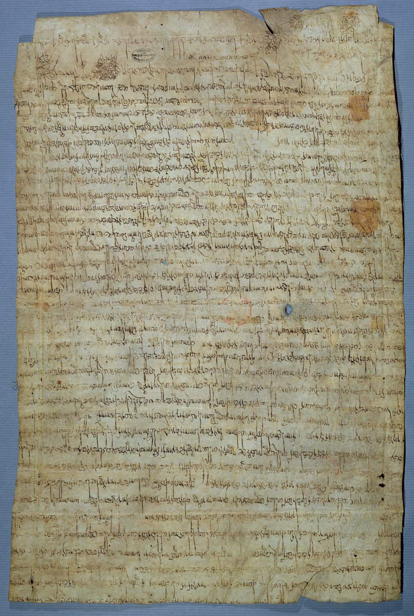 Dokument geschrieben von Wadomir (Uuademir) und seiner Frau Ercamberta, ca. 690-691 von Merovingian