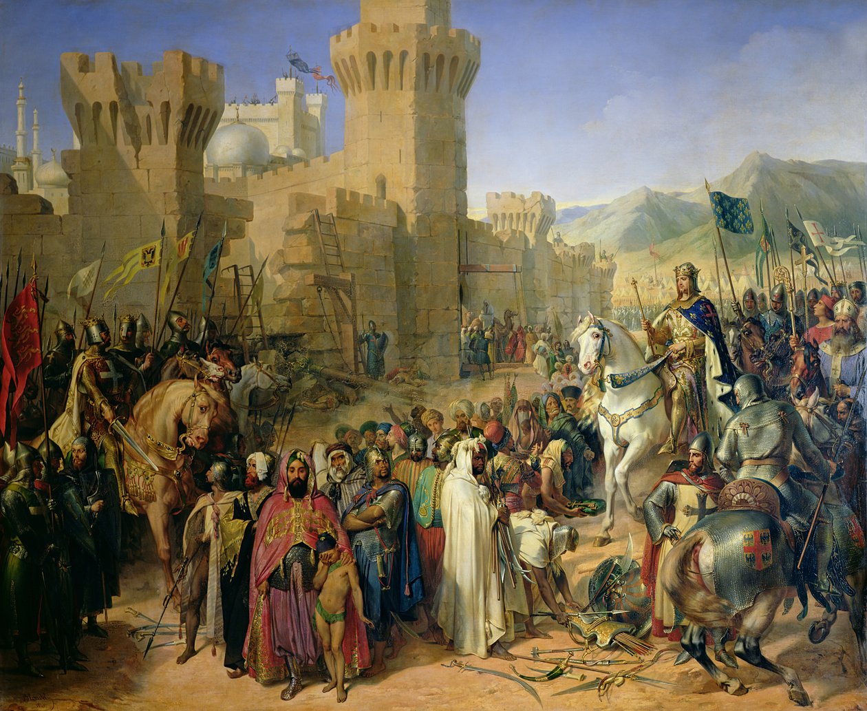 Ptolemais übergeben an Philipp August (1165-1223) und Richard Löwenherz (1157-99) am 13. Juli 1191 von Merry Joseph Blondel