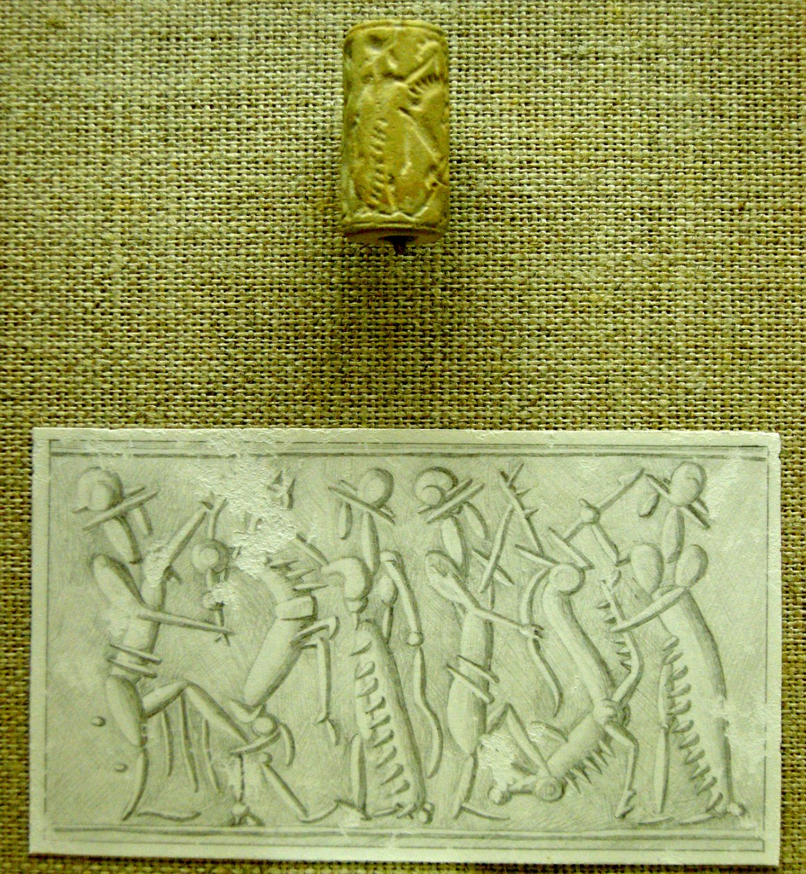Zylindersiegel mit Abdruck von Mesopotamian