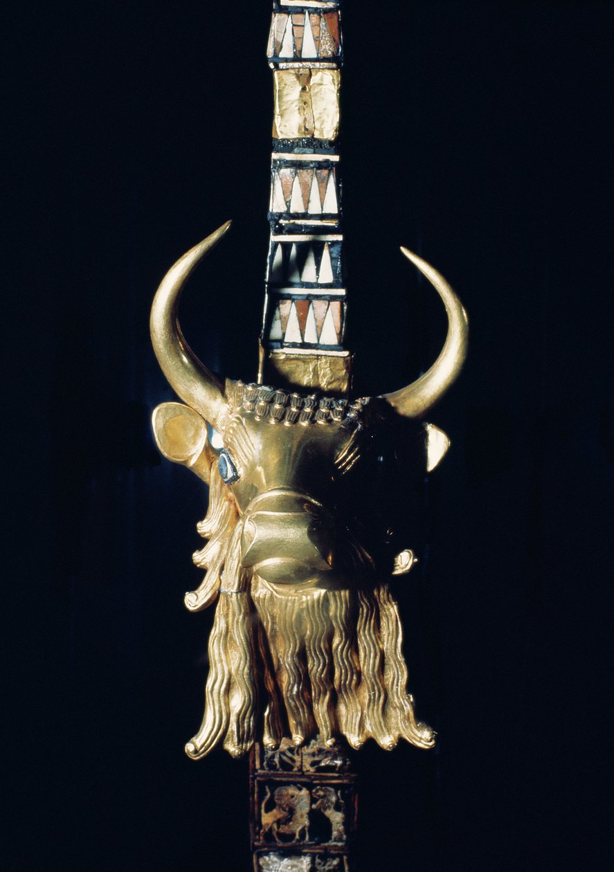 Kopf eines Stiers, Dekoration von einer Harfe, 2800-2300 v. Chr. von Mesopotamian