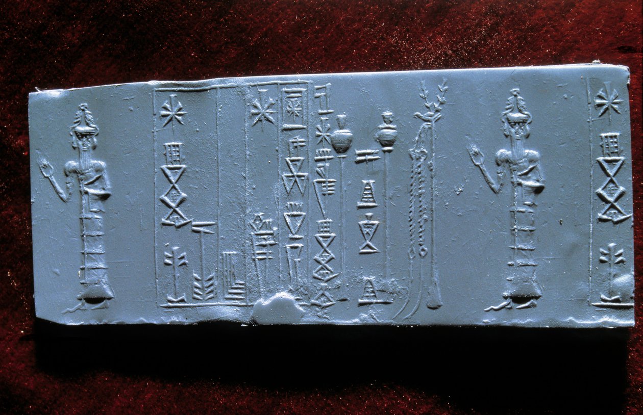 Orientalische Kunst: Siegel des Arztes Ur-Lugal (Ur Lugal, 3. Jahrtausend v. Chr.), Antike Asiens. Louvre Museum von Mesopotamian Mesopotamian