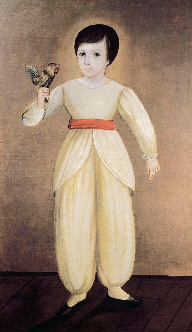 Mexikanischer Junge mit Hahn von Mexican School