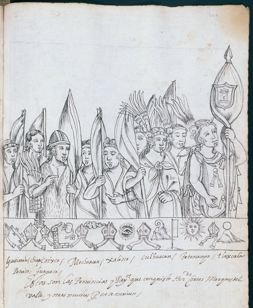 Vertreter der mexikanischen Provinzen, aus Historia de Tlaxcala von Diego Muñoz Camargo von Mexican School