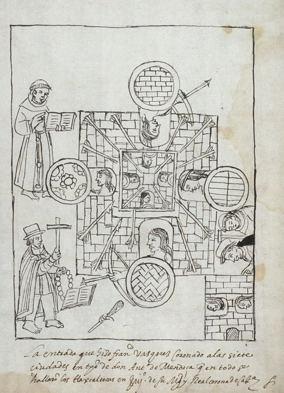 Die spanische Eroberung, aus Historia de Tlaxcala von Diego Muñoz Camargo von Mexican School