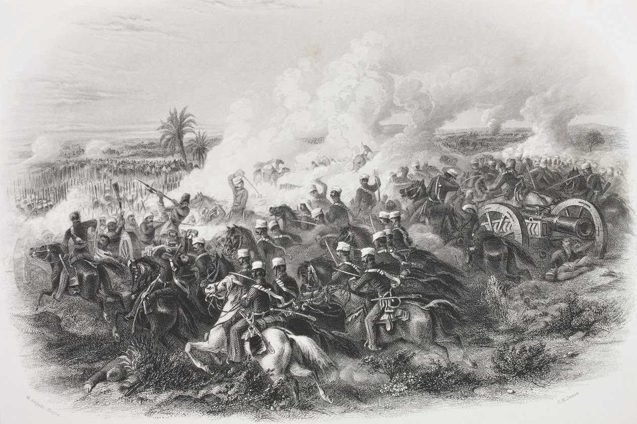 Die Schlacht von Moodkee, 1845, graviert von C.H. Jeens, aus 
