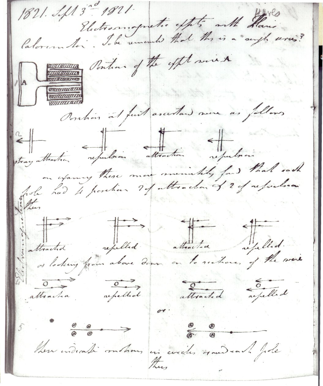 Seite 72 aus Faradays Notizbuch, über das 