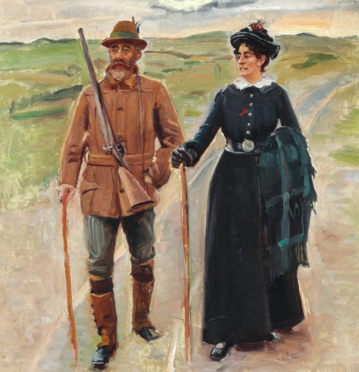 Sødring und seine Frau. Studie für „Hjem fra jagten“ (Nach der letzten Treibjagd) von Michael Peter Ancher