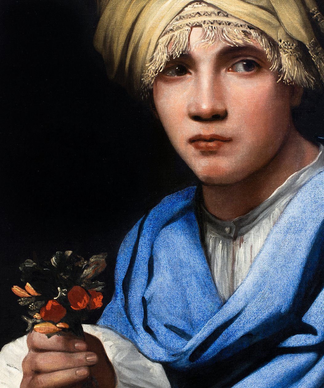 Junge mit Turban, der einen Blumenstrauß hält von Michael Sweerts