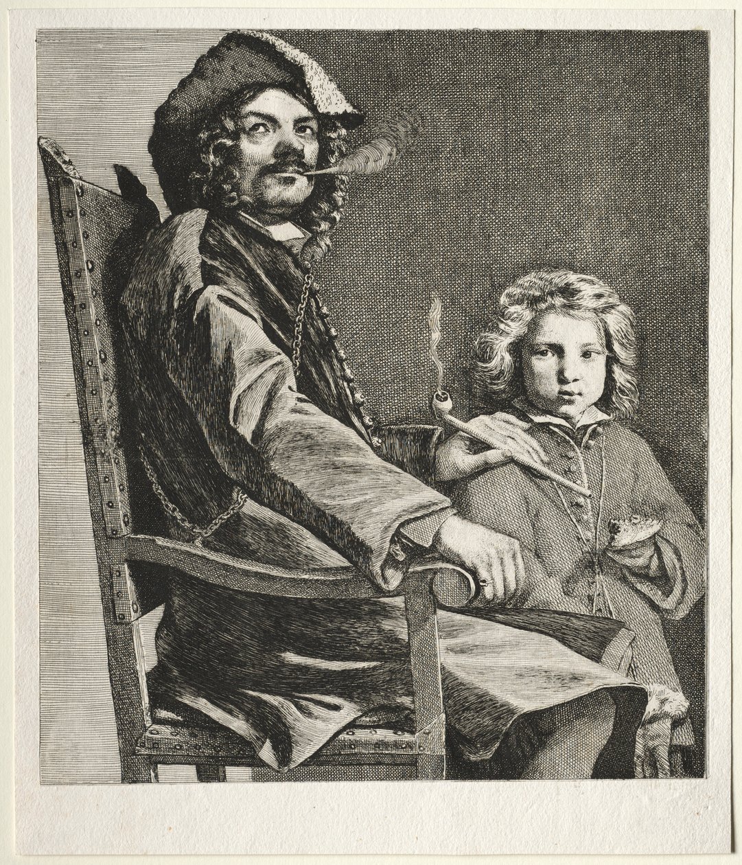 Mann, der eine Pfeife raucht, und ein kleiner Junge, um 1660 von Michael Sweerts