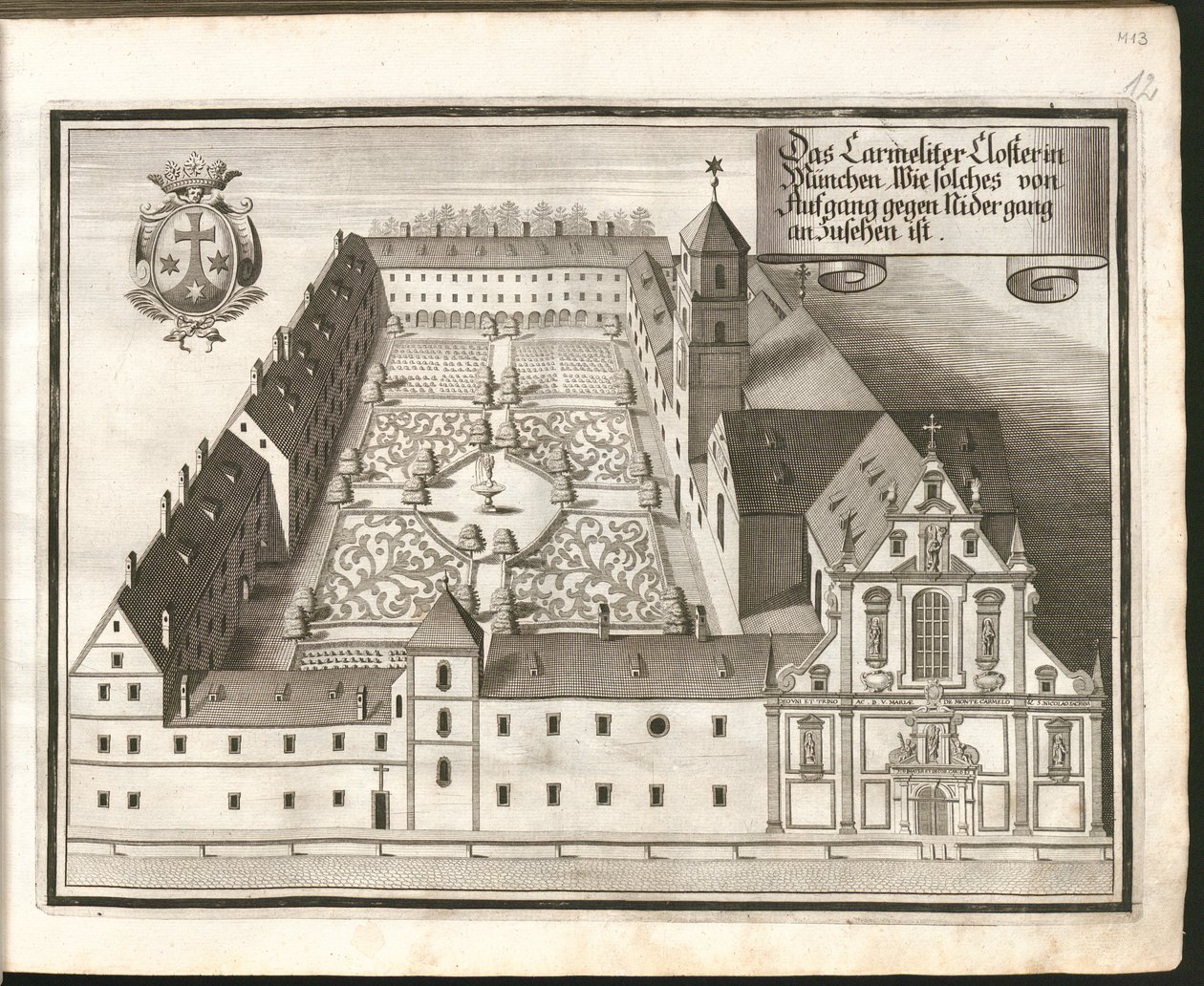 Das Karmeliterkloster in München, wie es von Osten nach Westen zu sehen ist von Michael Wening