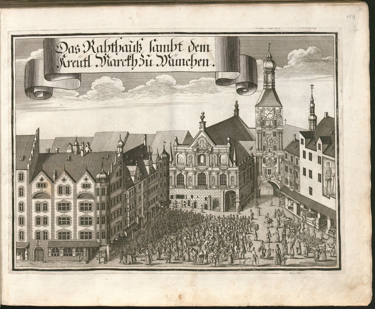 Das Rathaus samt dem Kröutl. Markt zu München von Michael Wening