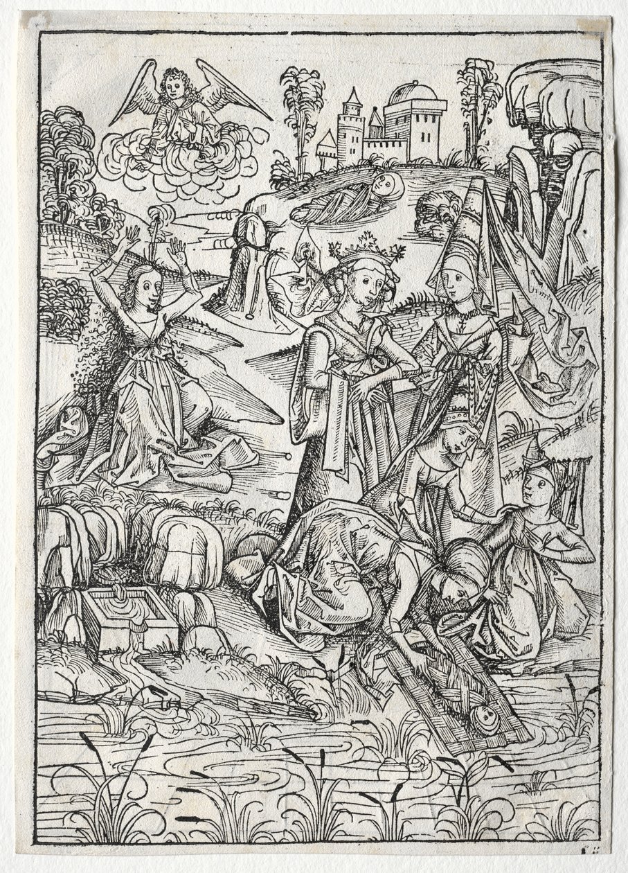 Der Schatzbehalter: Moses von der Tochter des Pharao gefunden, recto, 1491 von Michael Wolgemut