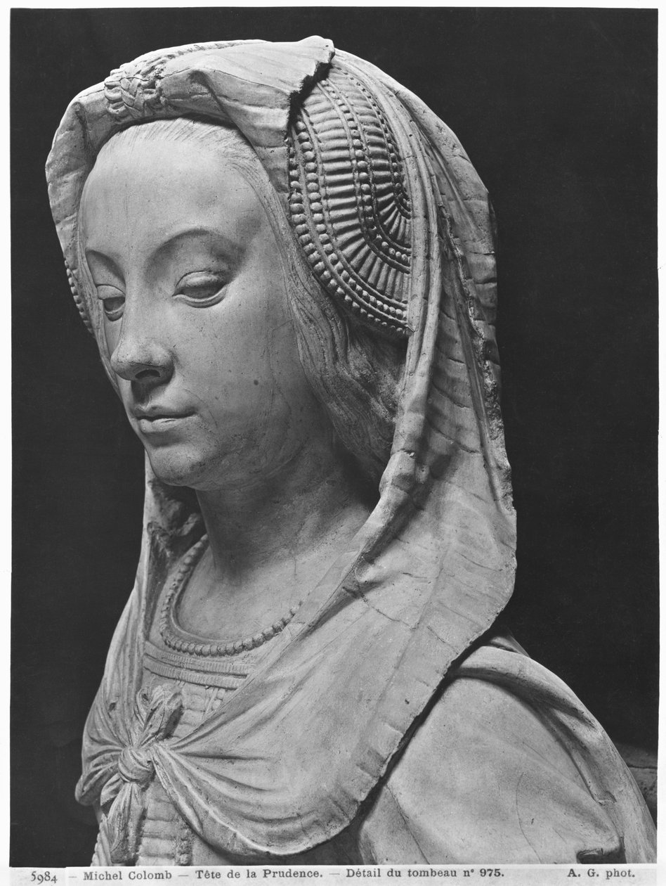Nantes, Kathedrale St. Peter und St. Paul, Grab von Franz II., Herzog der Bretagne und Marguerite von Foix, Kopf der Klugheit, 1502-07 (Gipsabguss von Marmor) (Detail) von Michel Colombe