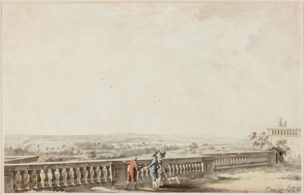 Figuren auf einer Terrasse von Michel Vincent Brandoin or Brandouin