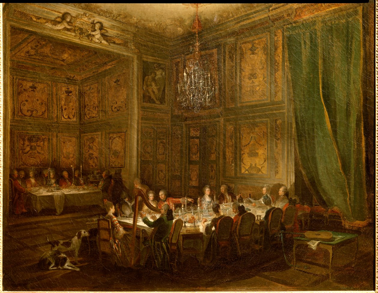 Abendessen von Prinz Louis Francois de Conti, Tempelpalast Gemälde von Michel Barthelemy Ollivier (1712-1784) 1766 von Michel Barthelemy Ollivier or Olivier