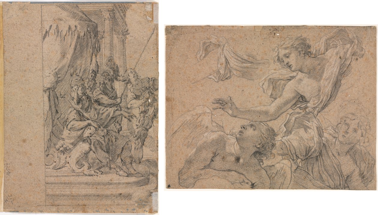 Studien von Engeln (recto); Panthea vor Kyros? (verso) von Michel Dorigny