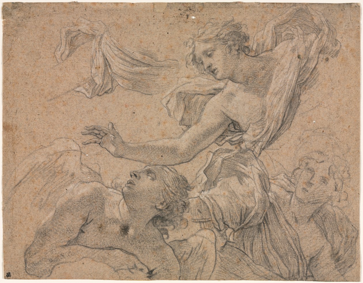 Studien von Engeln (recto), Panthea vor Cyrus (verso), 1655-1660 von Michel Dorigny