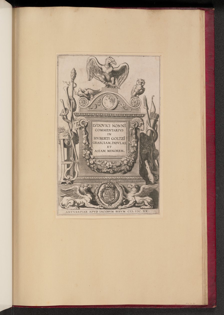 Titelseite für Ludovicus Nonnius, Commentarius in Huberti Goltzi Graeciam, Insulas, et Asiam Minorem von Michel Lasne after Sir Peter Paul Rubens